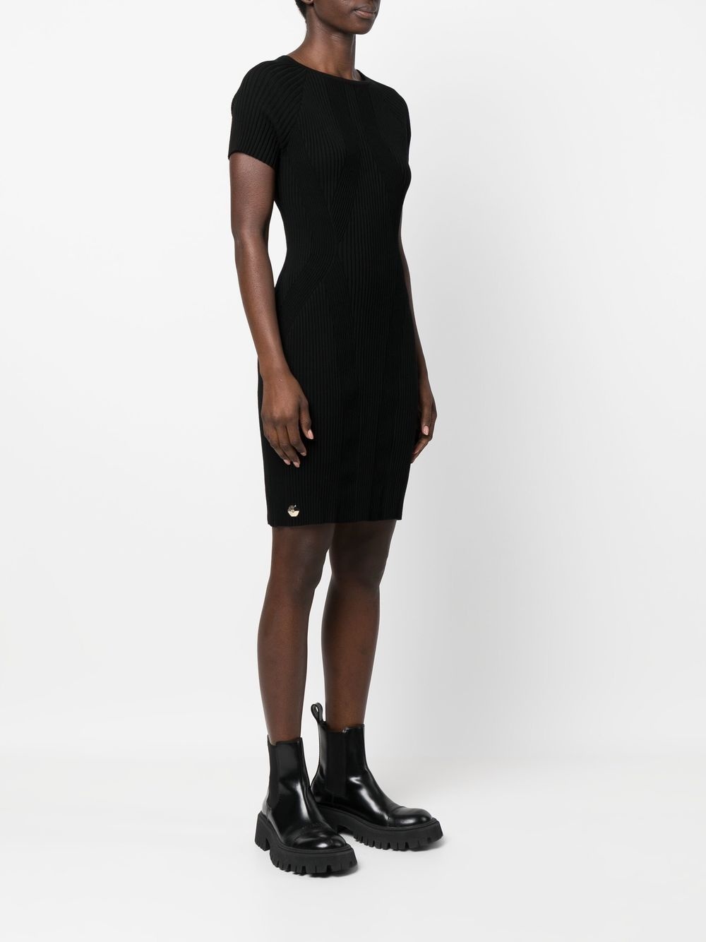 logo-plaque ribbed T-shirt dress - 4