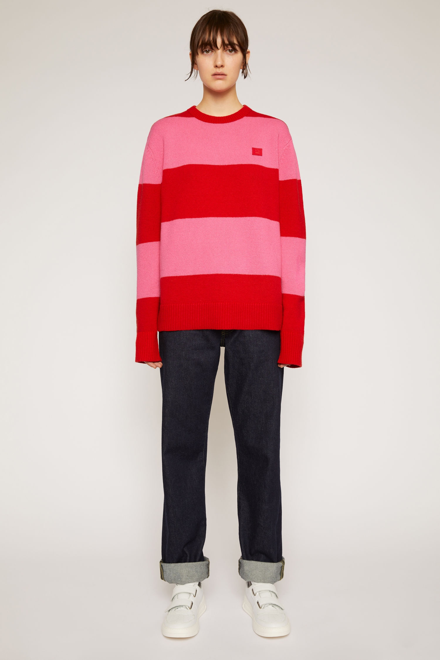 Block stripe sweater red/bubblegum pink - 2