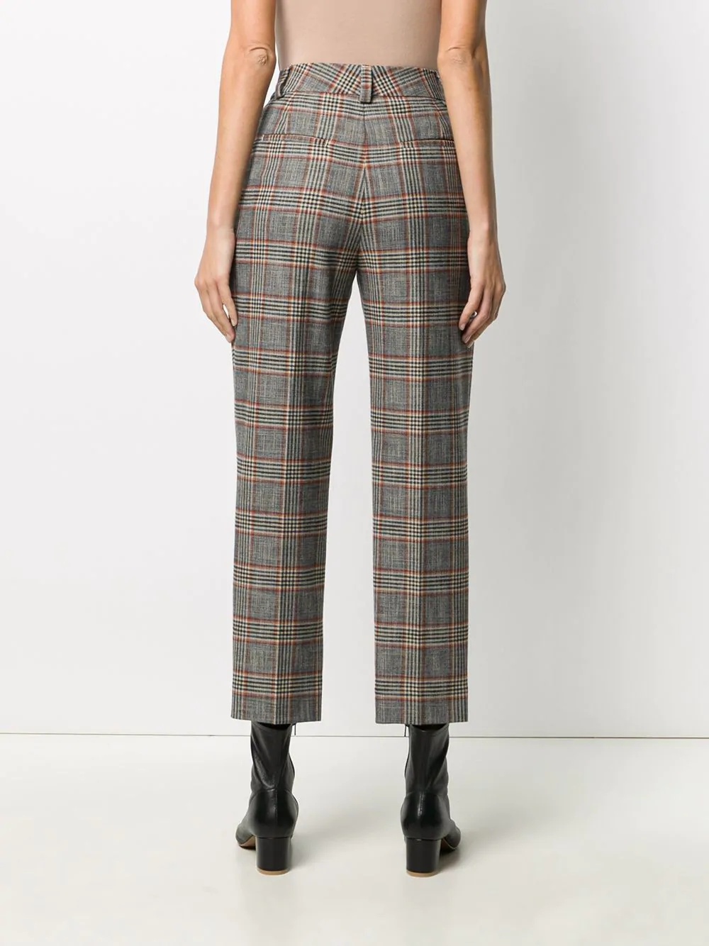 high-rise check-pattern trousers - 4