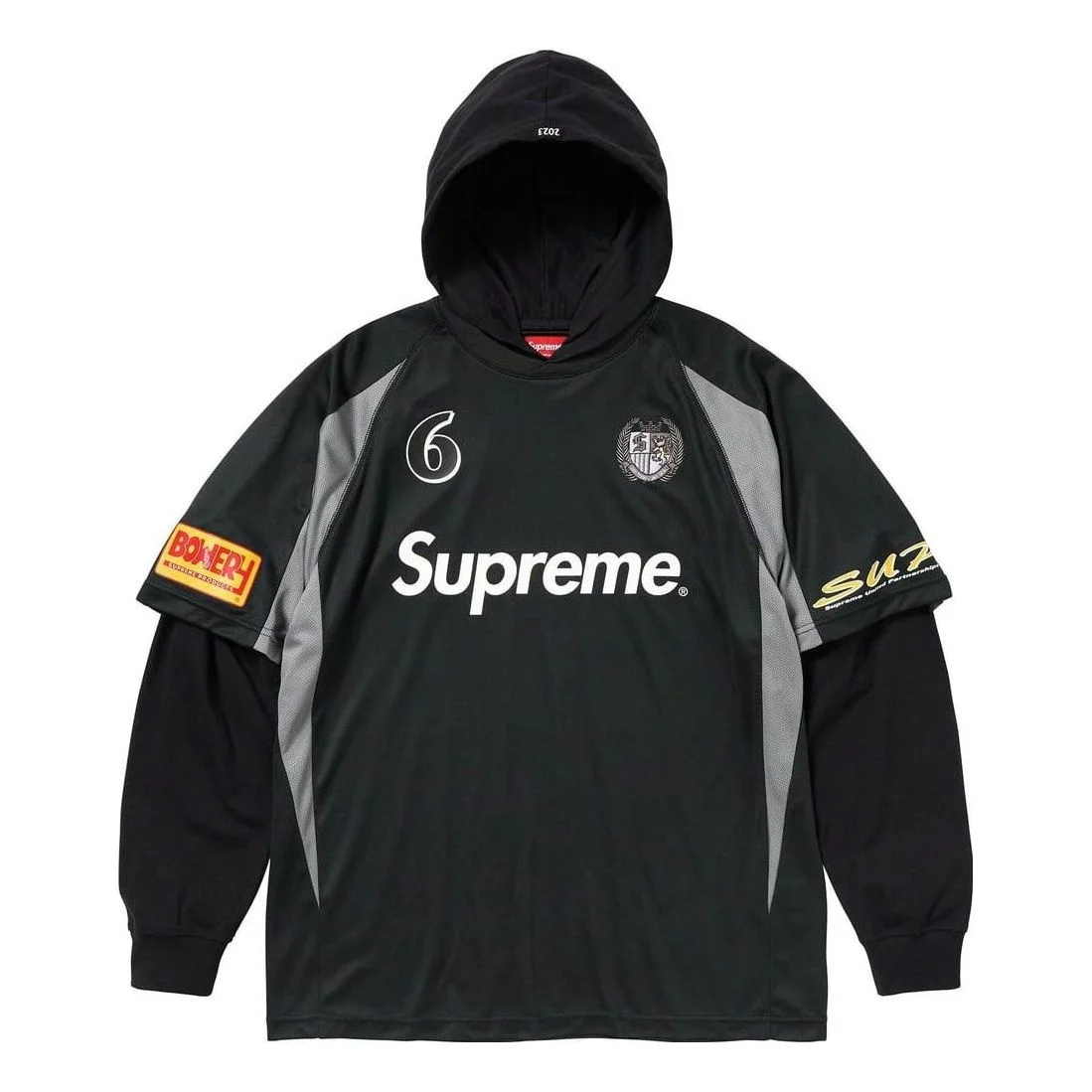 Supreme Hooded Soccer Jersey 'Black White' SUP-FW23-026 - 1