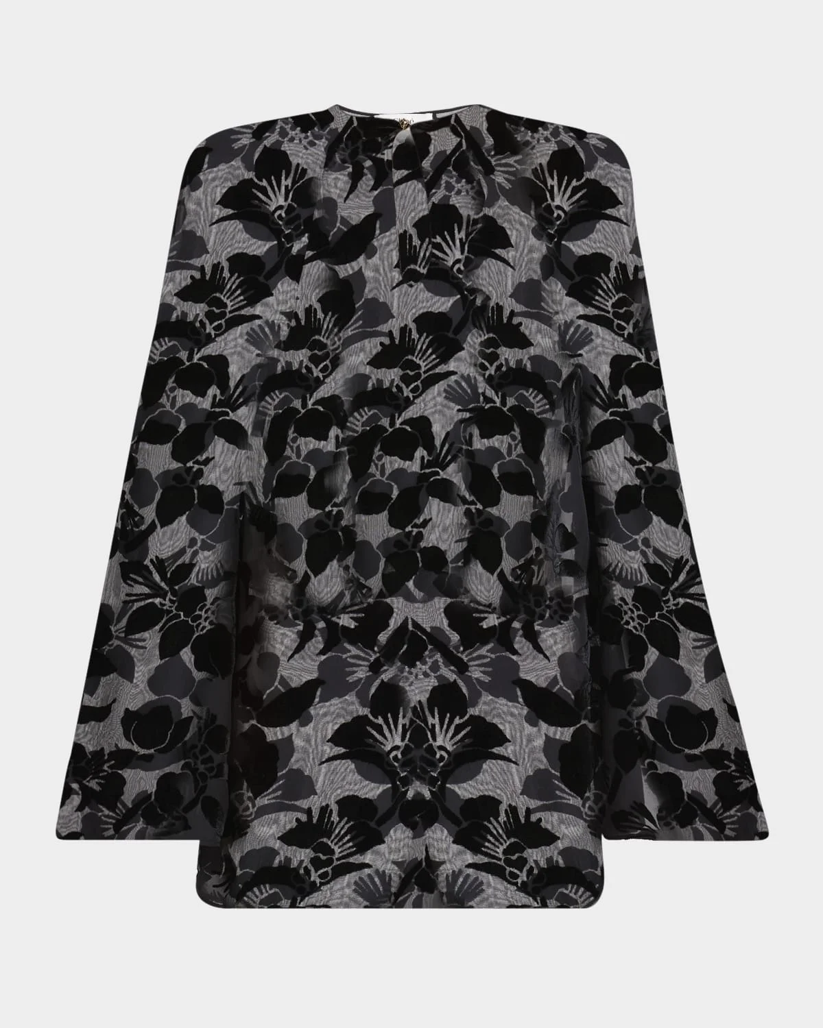 Floral Dévoré Velvet Puff-Sleeve Mini Dress - 1
