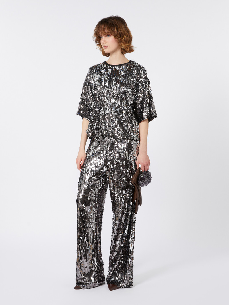 WEEKEND Max Mara CACAO1234 Tulle and sequin top outlook