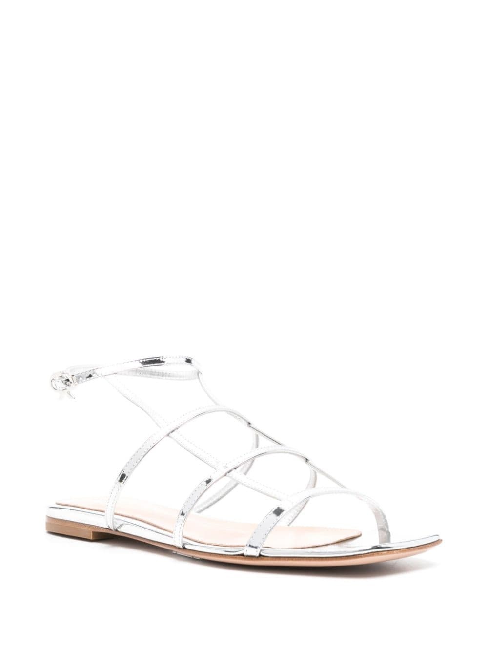 metallic leather flat sandals - 2