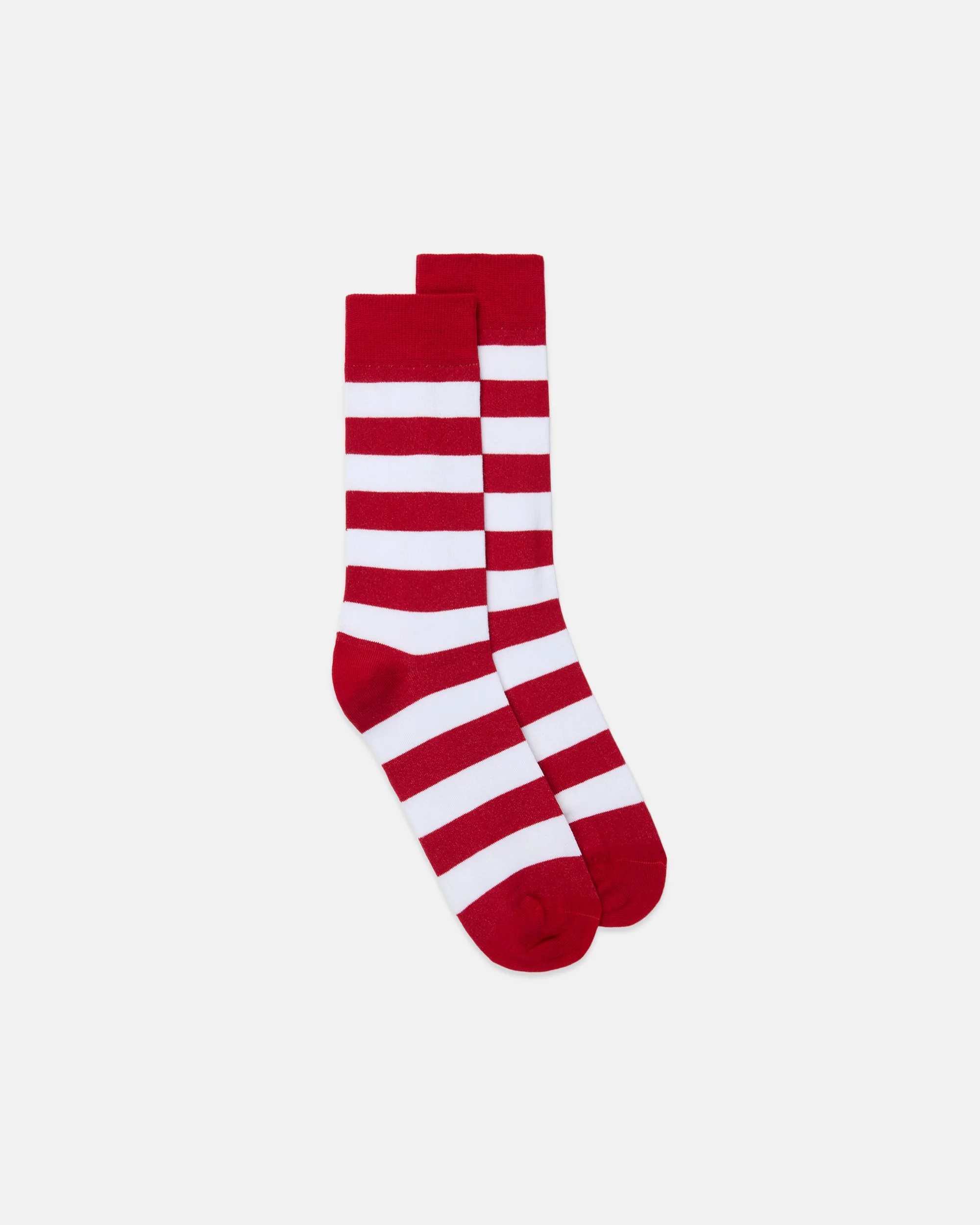 RED & WHITE HOOP STRIPE COTTON SOCKS - 1