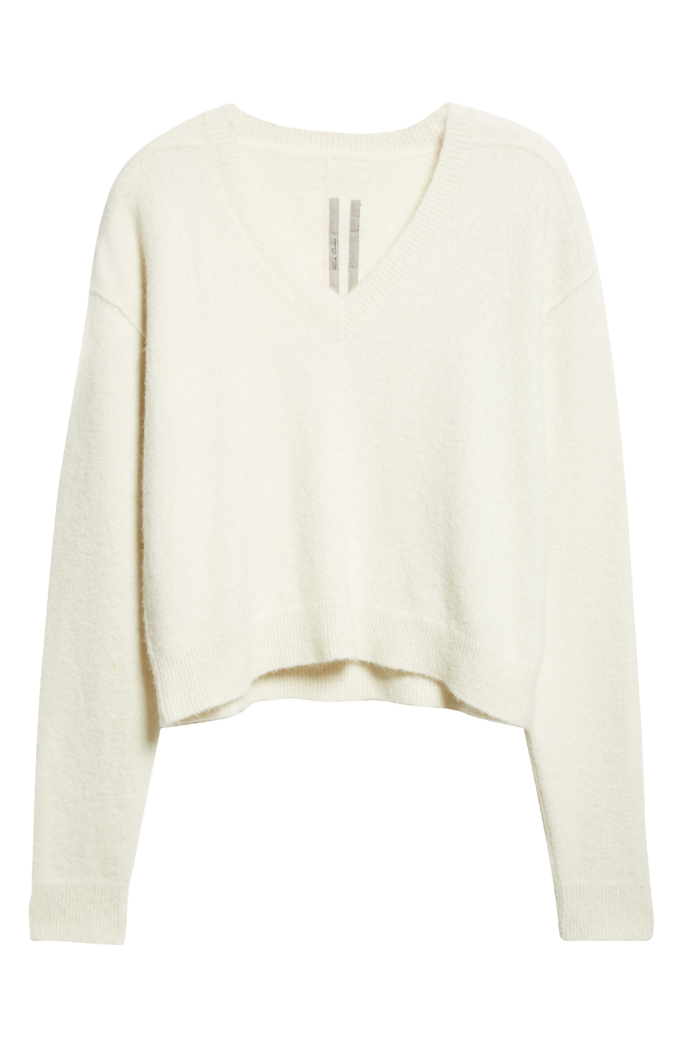 Rick Owens Tommy Alpaca & Wool Blend V-Neck Sweater in Milk at Nordstrom - 5