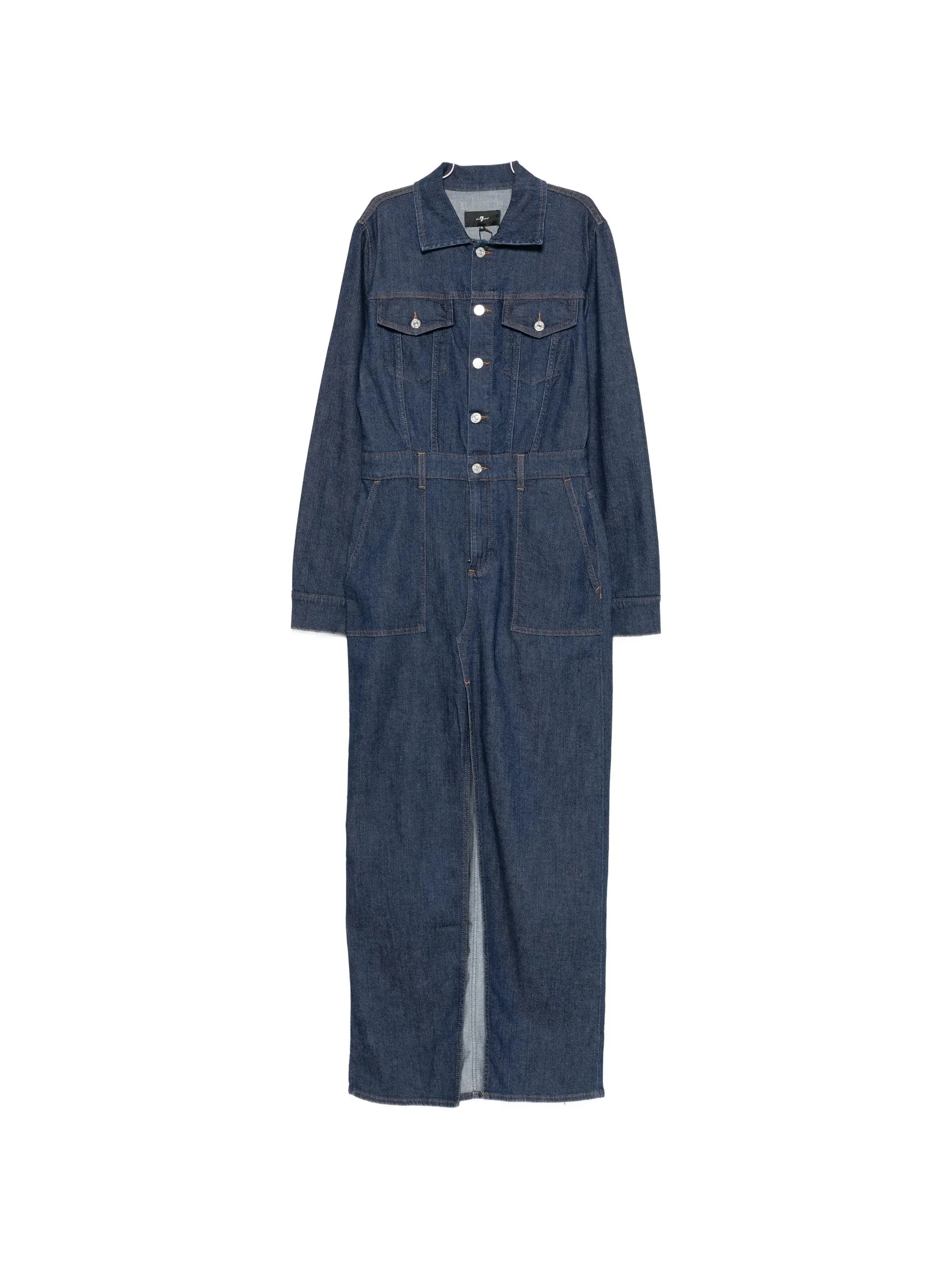 7 For All Mankind Utility Front-slit Maxi Denim Dress - 1