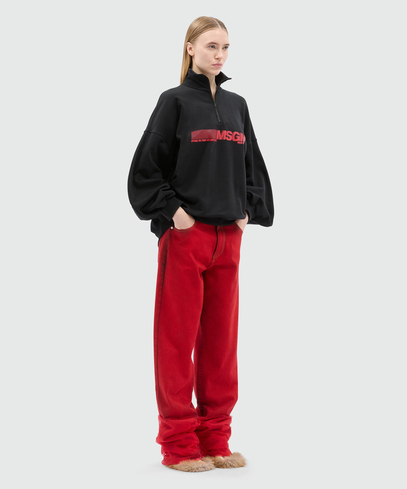 Black high-neck jersey sweatshirt with logo print 4