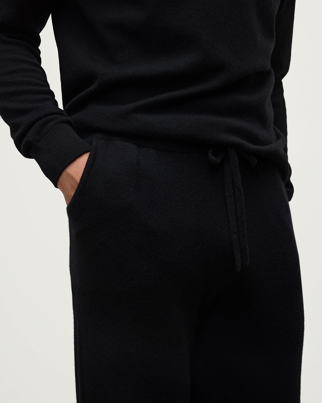 Tapered Cashmere Black Joggers - 5