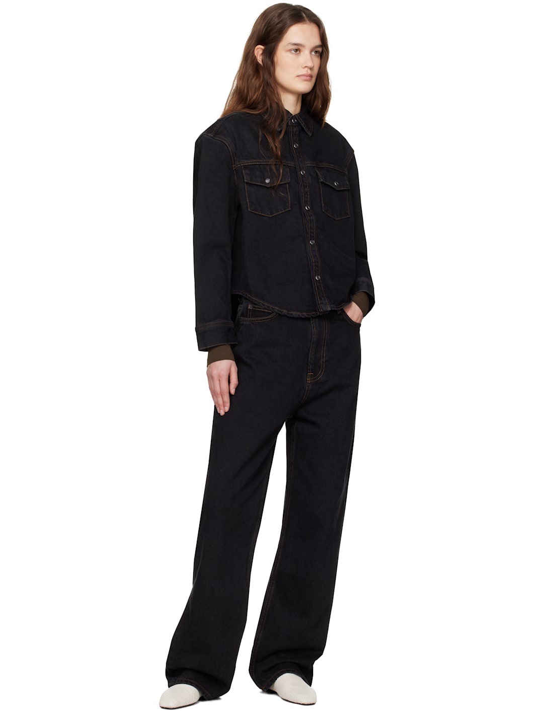 Black Denim Shirt Jacket - 4