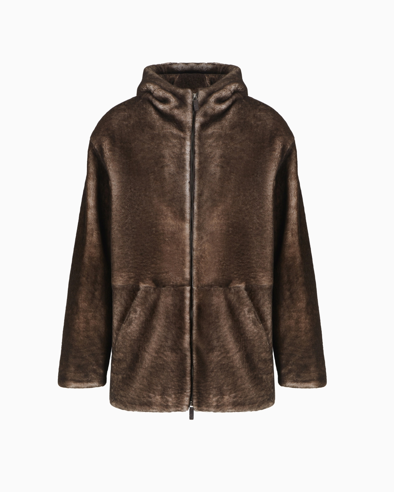 SHEARLING LAMBSKIN HOODED PEA COAT - 1