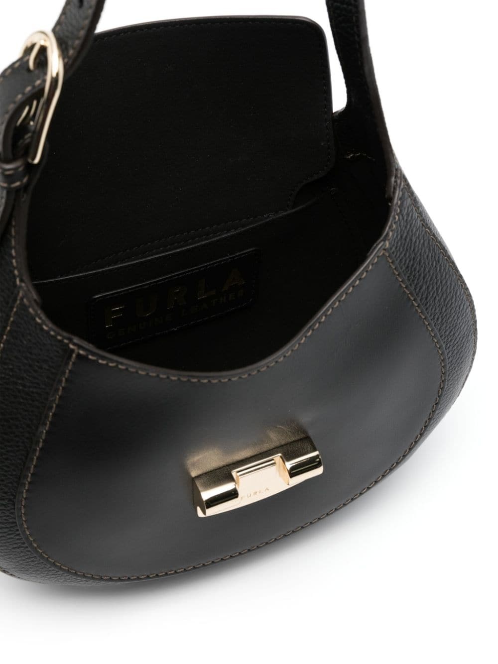 logo-debossed leather shoulder bag - 5
