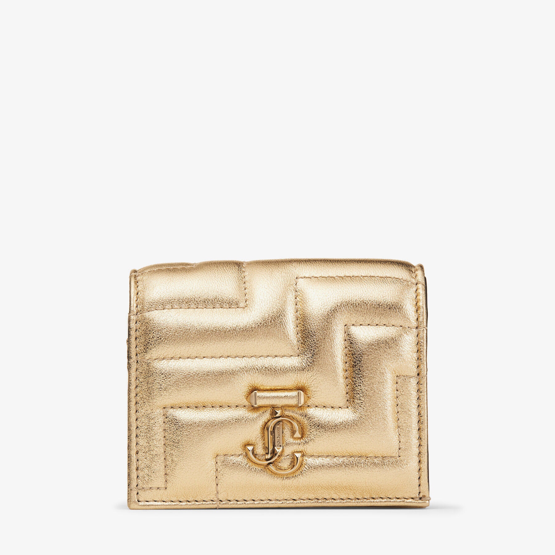 Hanne
Gold Quilted Metallic Nappa Leather Wallet with Light Gold JC Emblem - 1