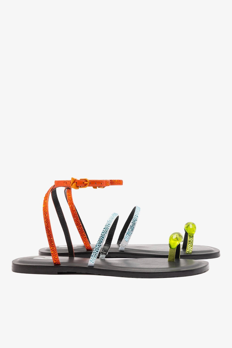 Biarritz Crystal Flat Sandal Multicolor Satin 3