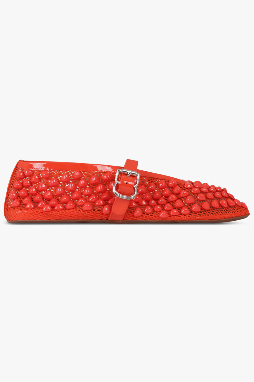 STUD FISHNET MESH BALLET FLAT | ORANGE - 2