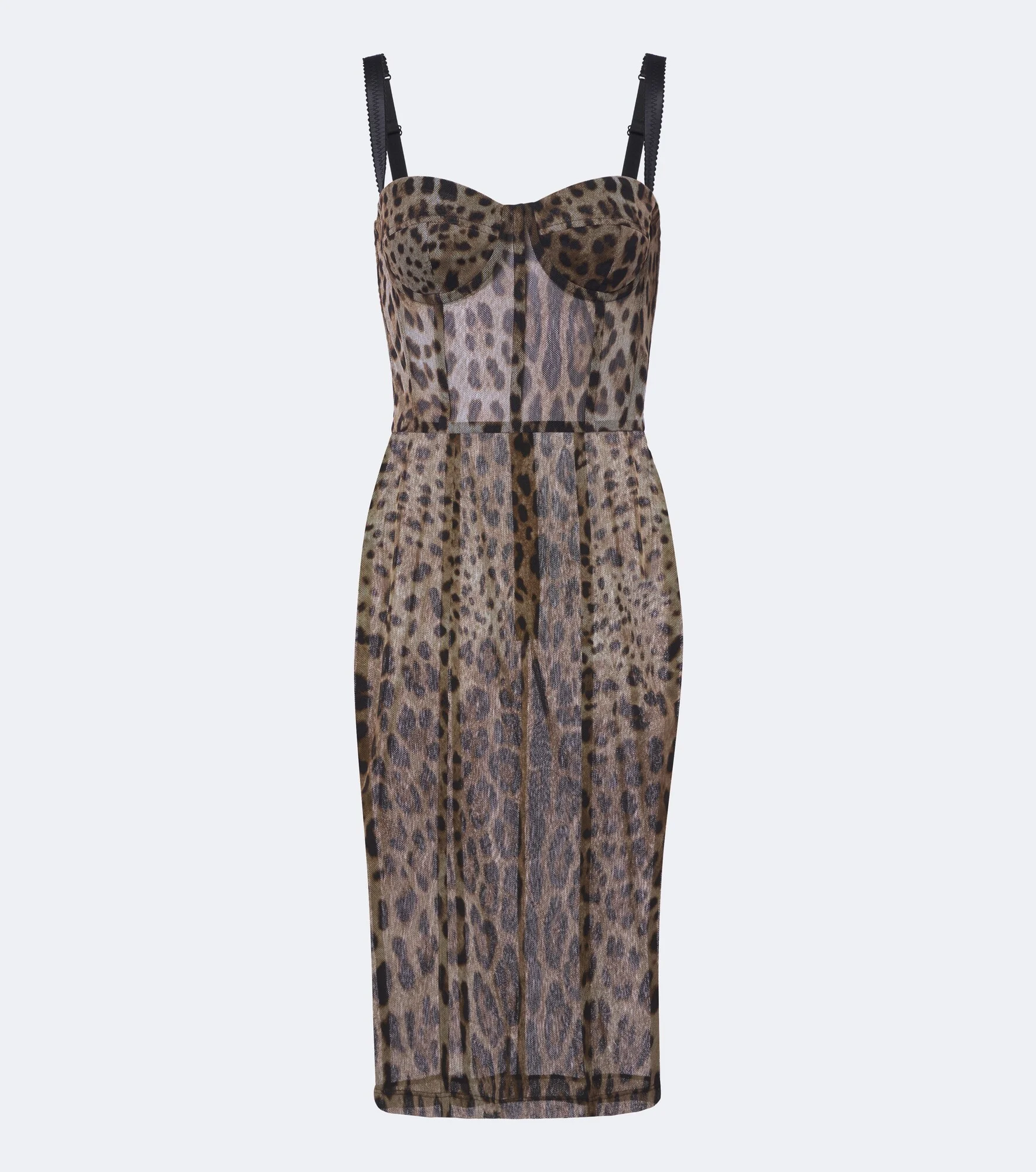 Leopard-print cotton and silk bustier dress - 1