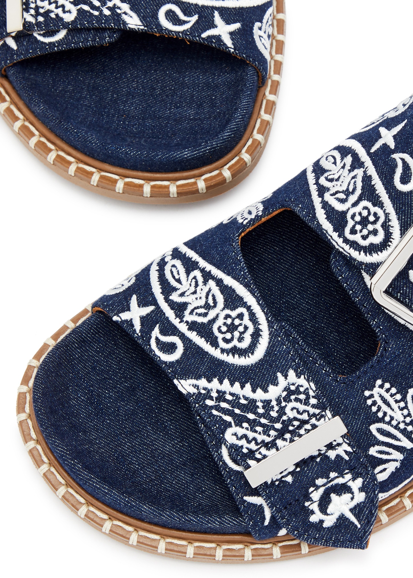 Rebecca embroidered denim sliders - 3