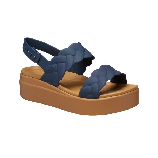 (WMNS) Crocs Brooklyn Woven Wedge Sandals 'Blue Brown' 209977-410 - 3
