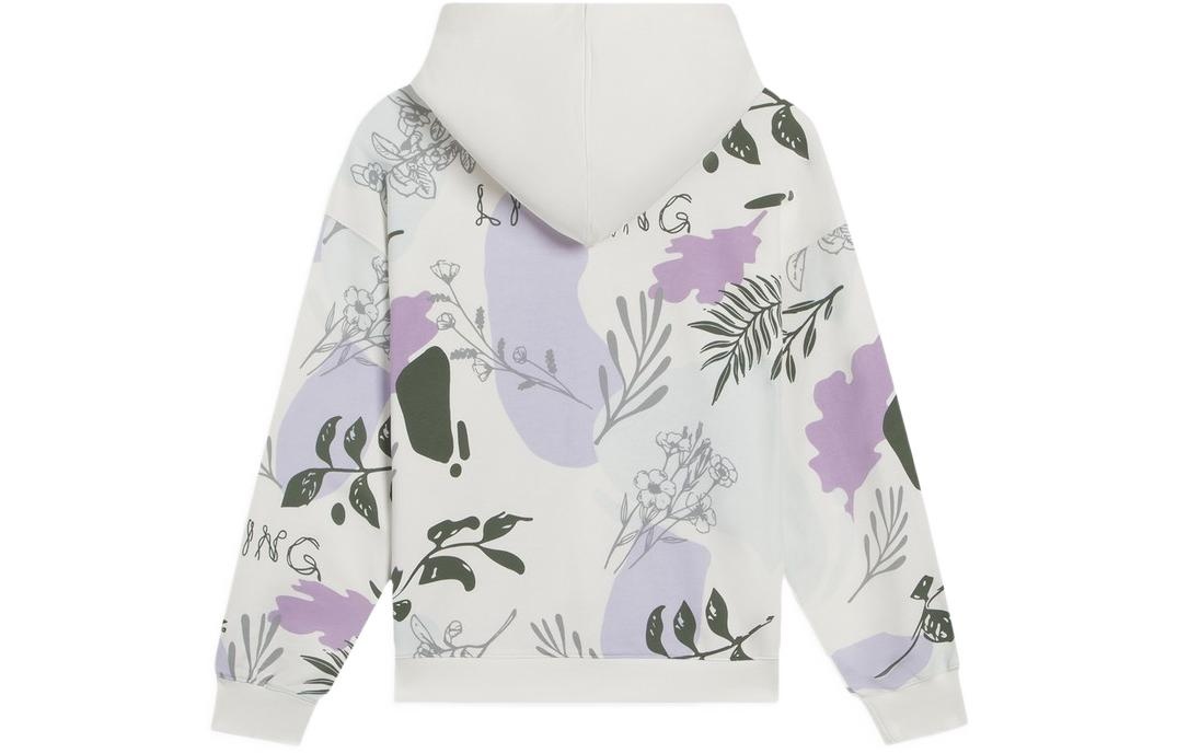 (WMNS) Li-Ning Lifestyle Casual Fashion Floral Hoodie 'White Purple' AWDS920-3 - 2