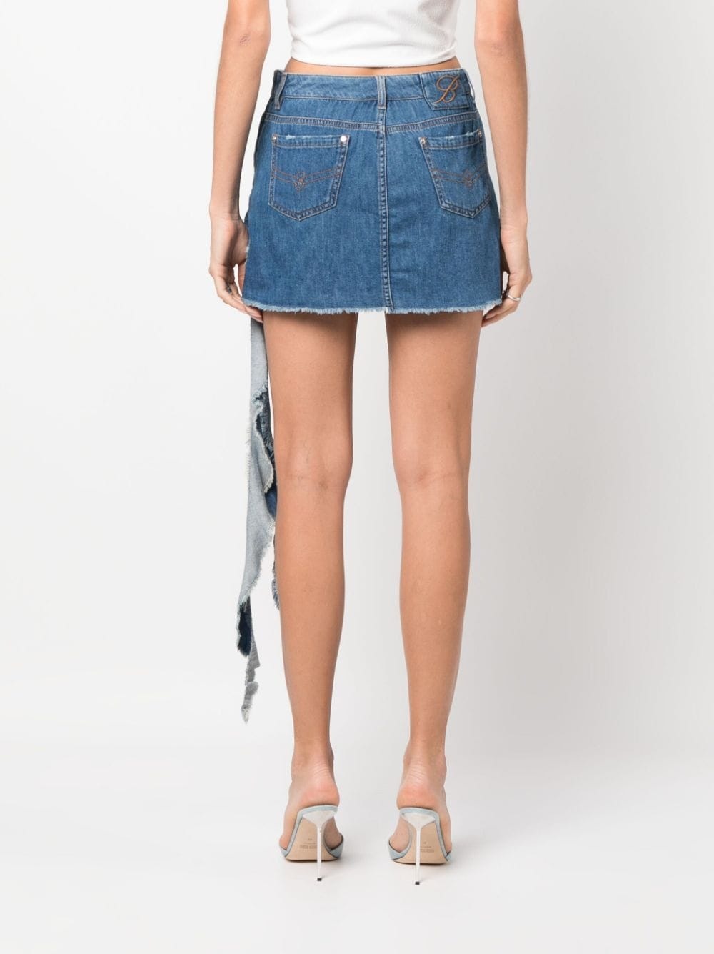 draped-detail denim miniskirt - 4