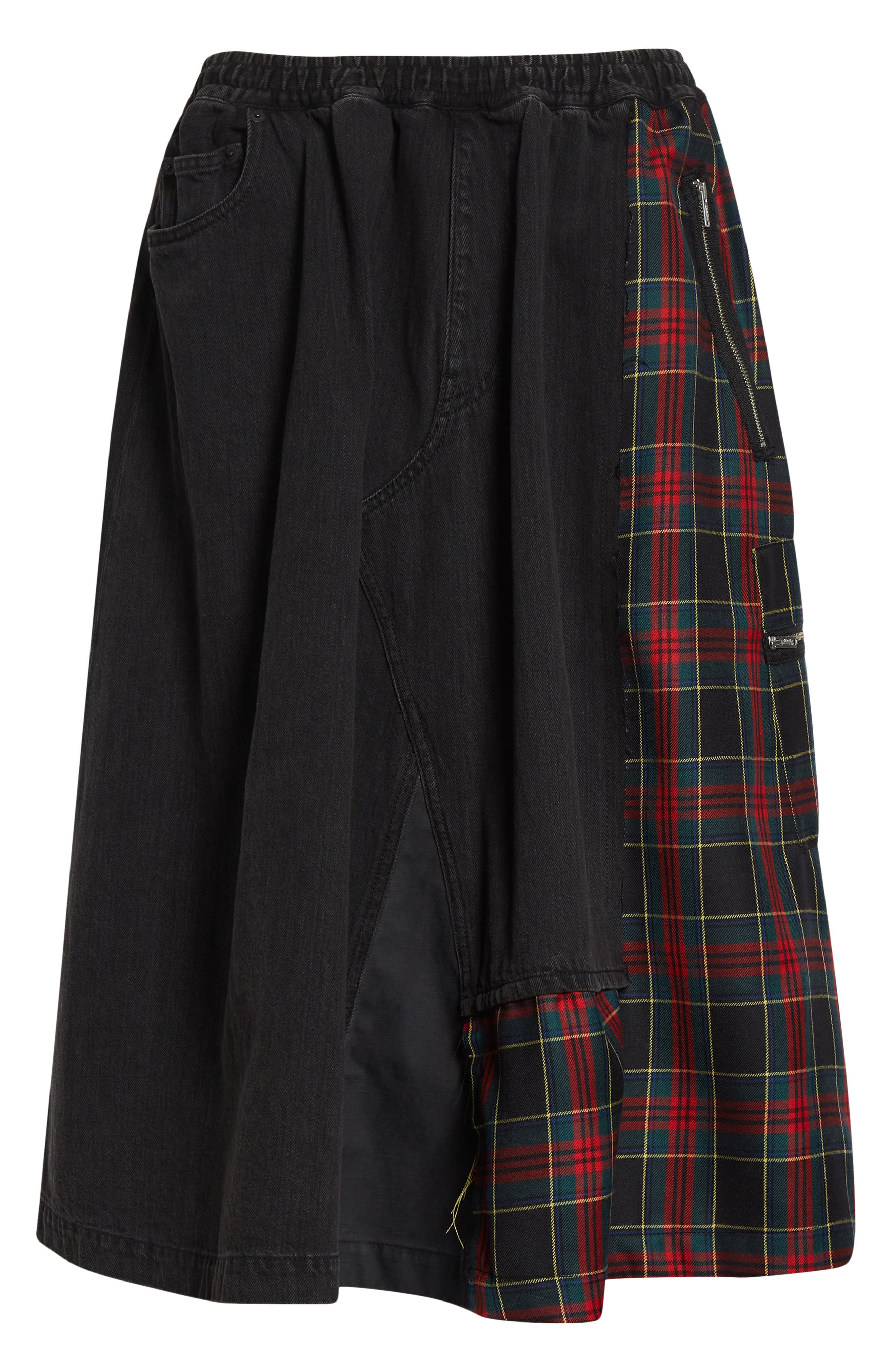 Undercover Mixed Media Midi Skirt in Black at Nordstrom - 5