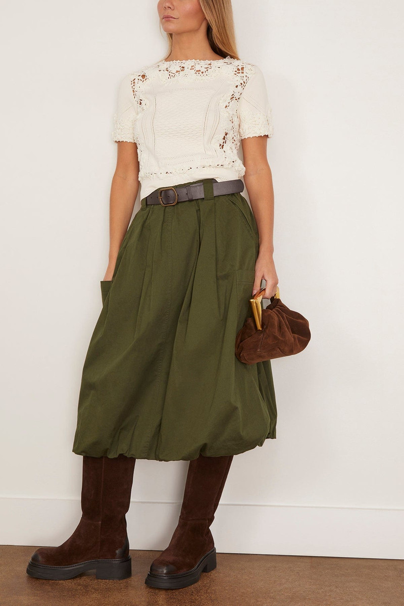 ULLA JOHNSON Stella Short Sleeve Knit Top in Pristine outlook