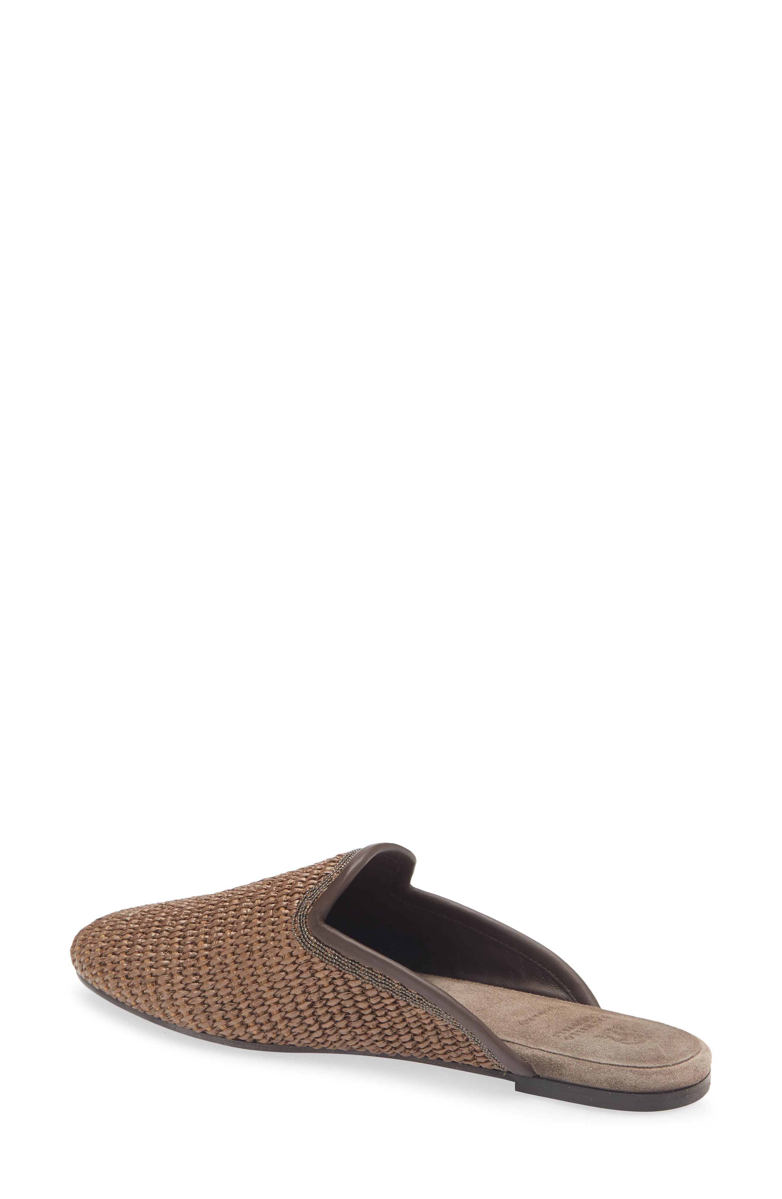 Brunello Cucinelli Monili Trim Raffia Mule in C193 Dark Beige at Nordstrom - 2