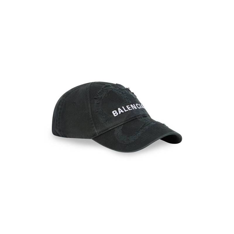 BALENCIAGA Bb Laser Destroyed Cap in Black outlook
