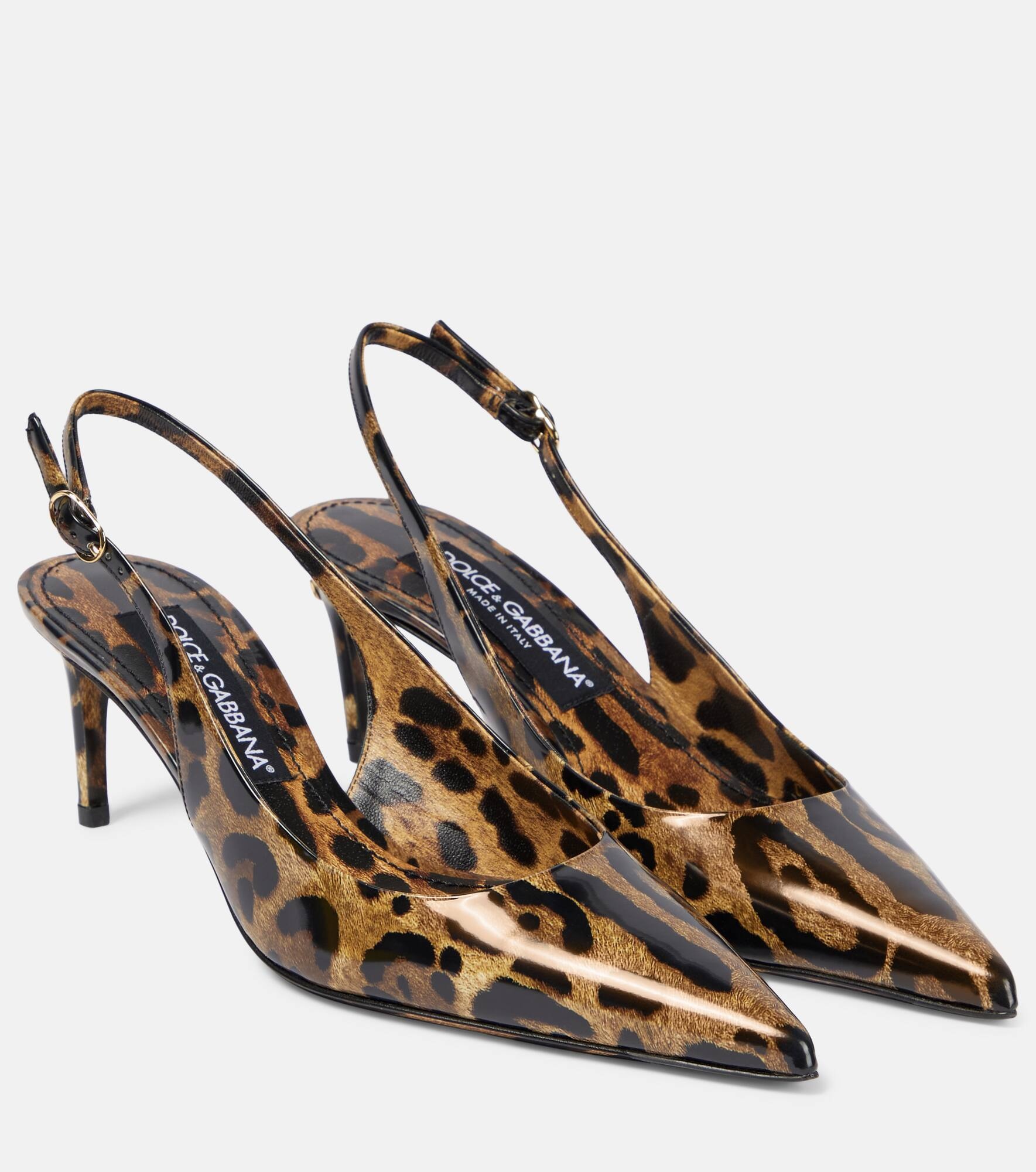 Lollo printed leather slingback pumps - 1
