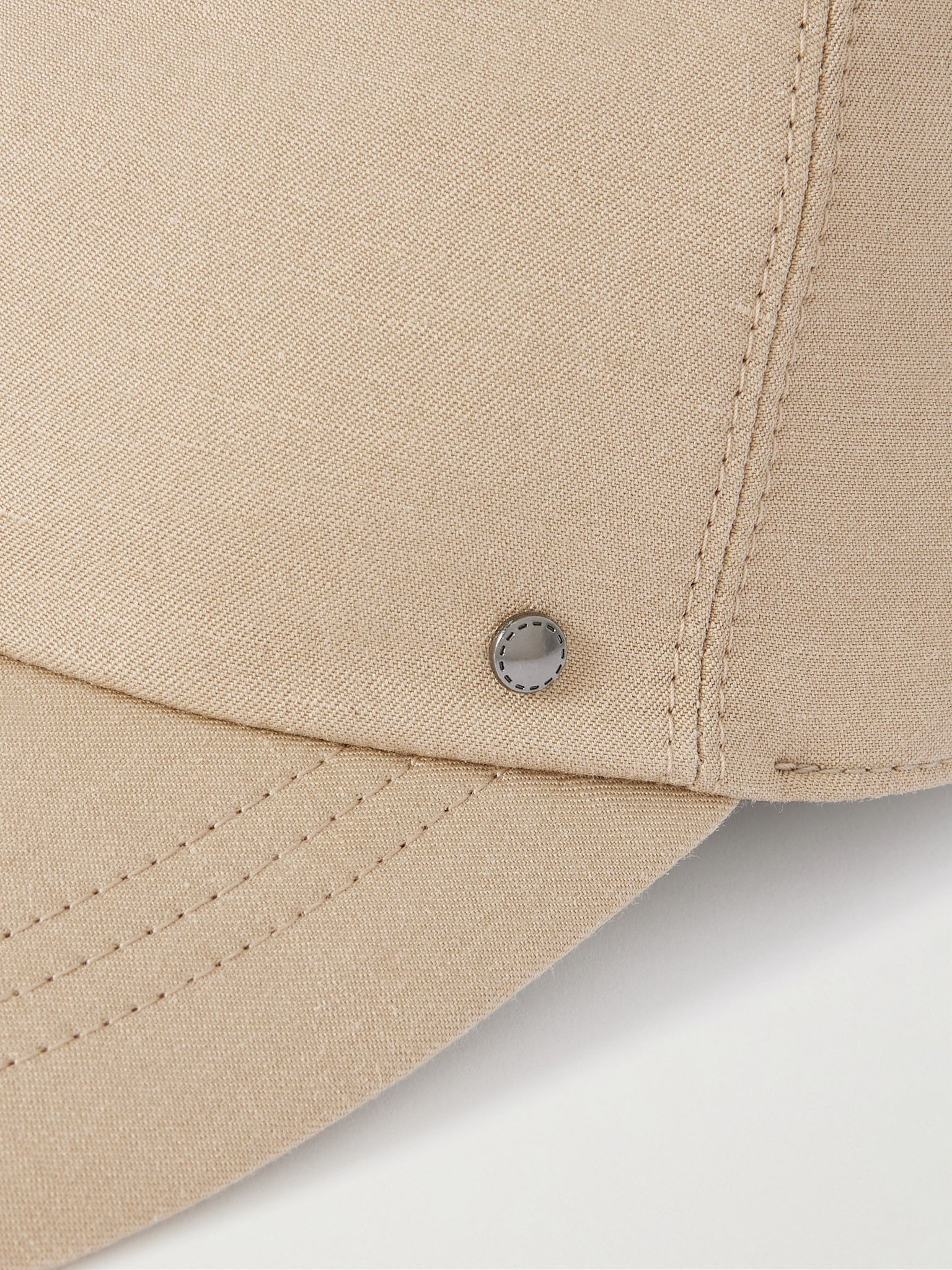 Studded Linen and Silk-Blend Twill Baseball Cap Beige - 4