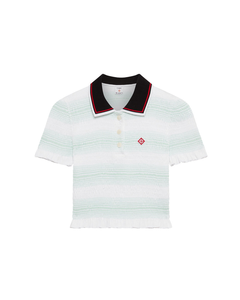Stripe Shirred Polo Shirt | Casablanca Paris 1