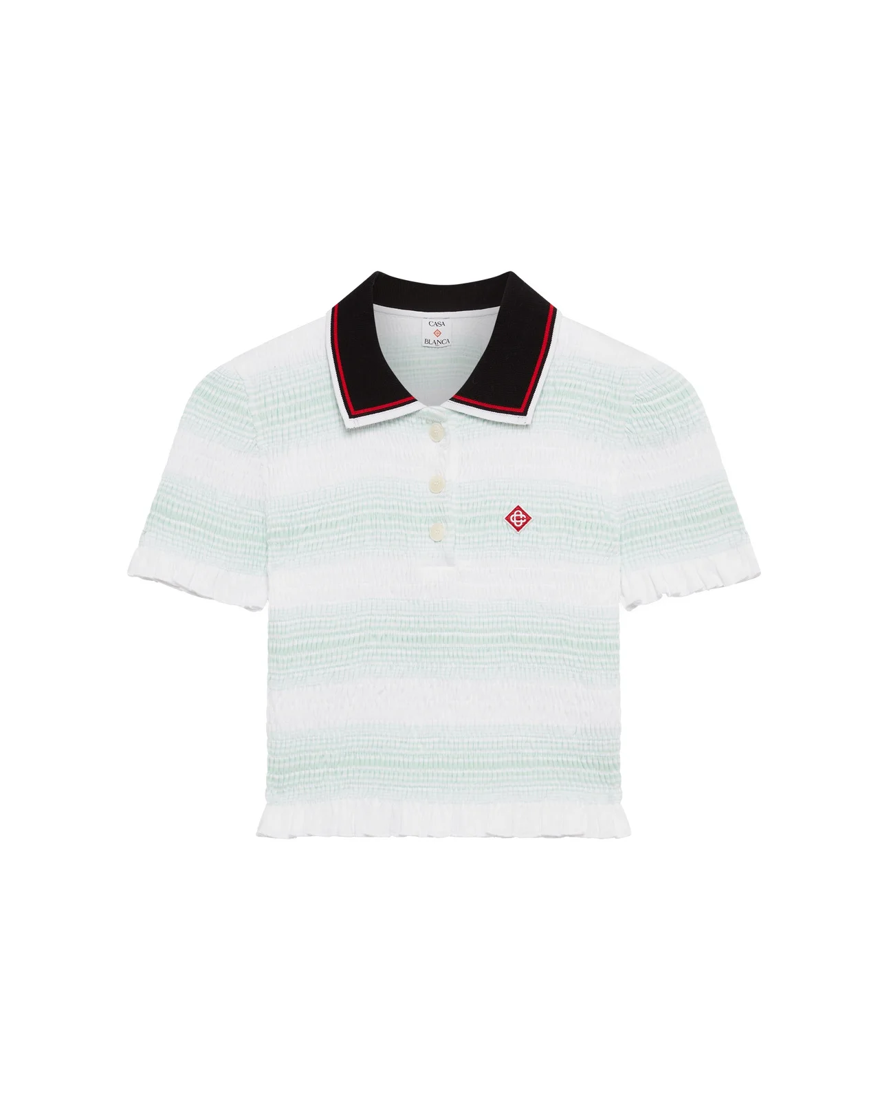 Stripe Shirred Polo Shirt | Casablanca Paris - 1