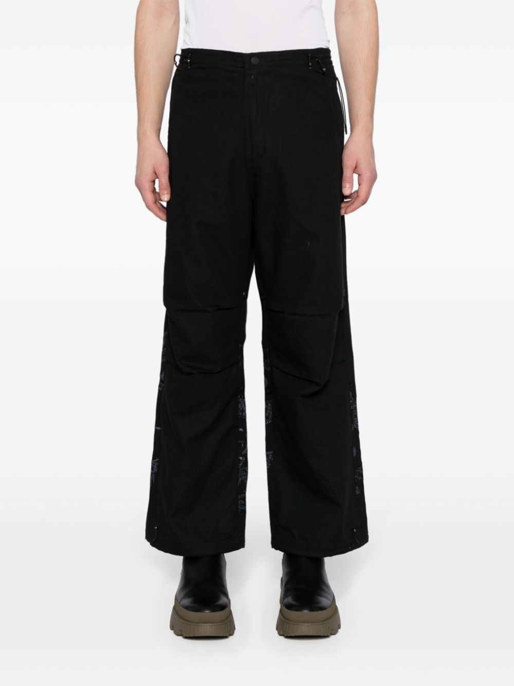 elasticated-waist straight-leg trousers - 3