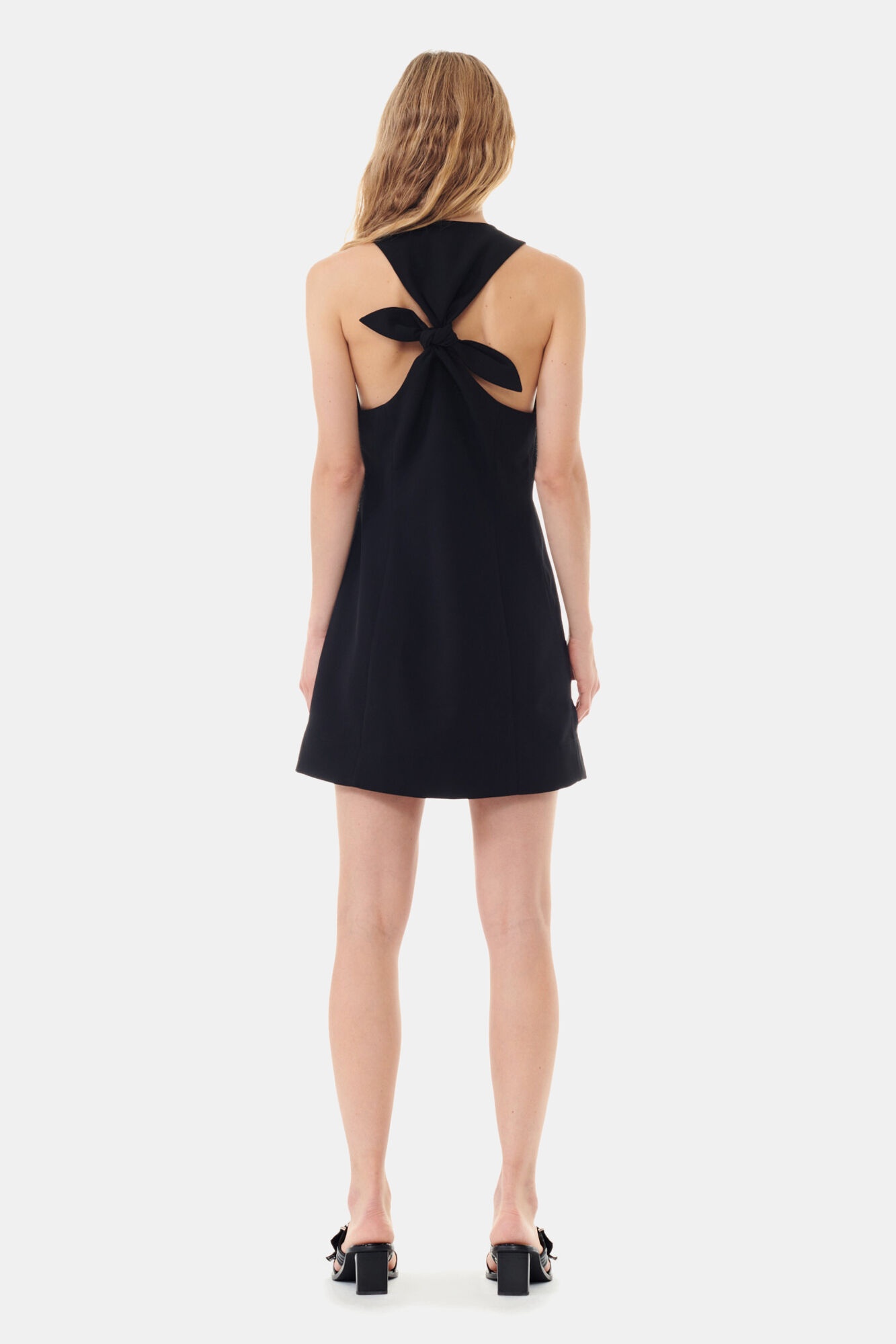 BLACK LIGHT TWILL SUITING MINI DRESS - 5