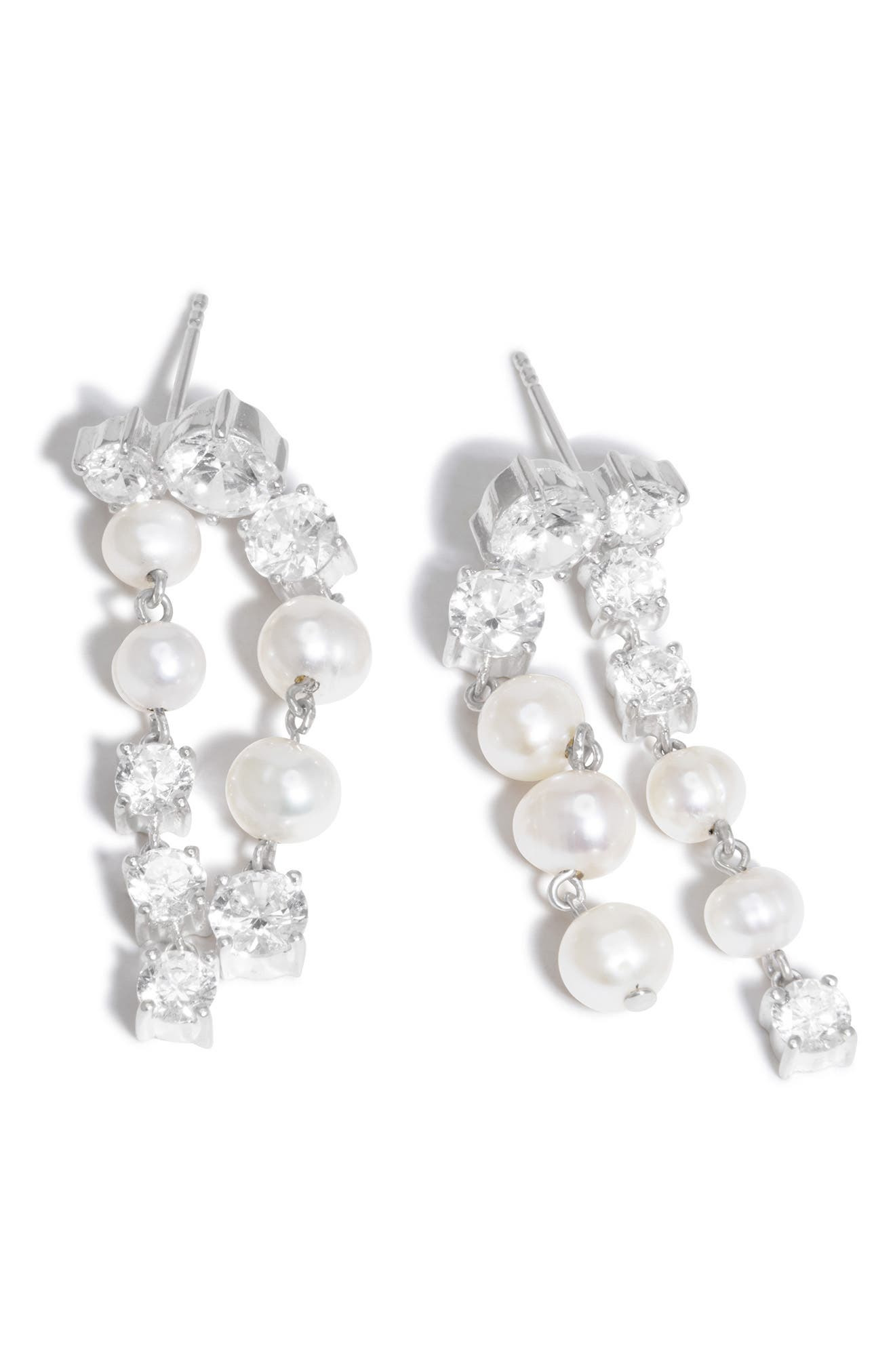 COMPLETEDWORKS Cubic Zirconia & Freshwater Pearl Drop Earrings in Silver Plated at Nordstrom - 4