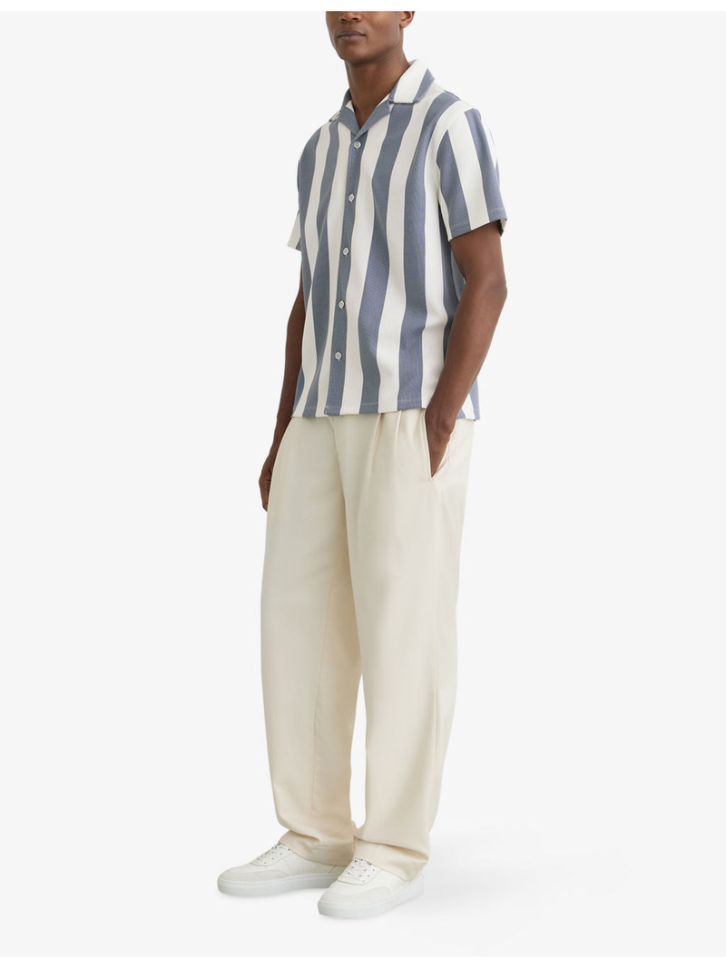 REISS Dexter Cuban-Collar Block-Stripe Stretch-Woven Shirt outlook
