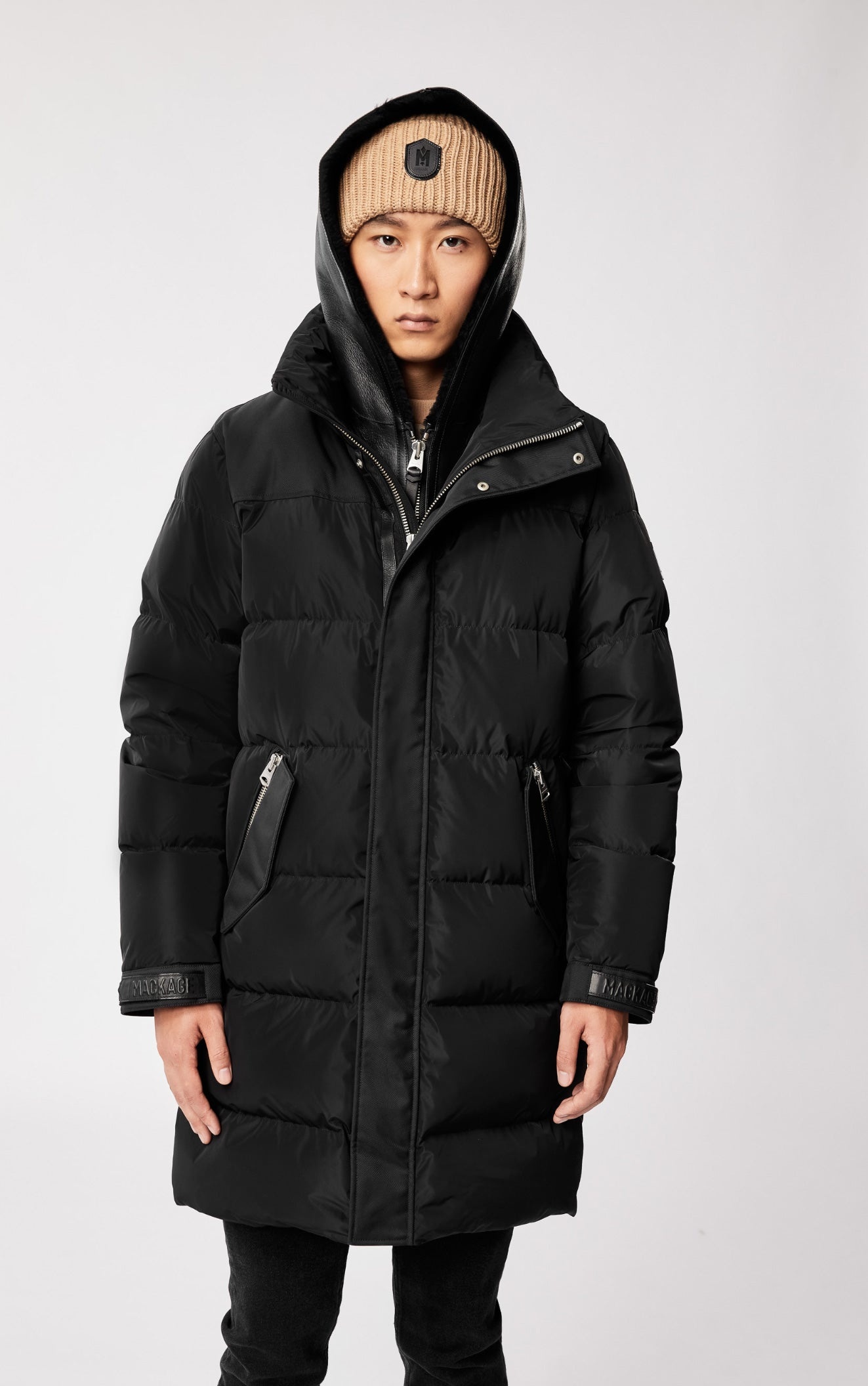 REYNOLD down coat with removable shearling bib and hood - 4