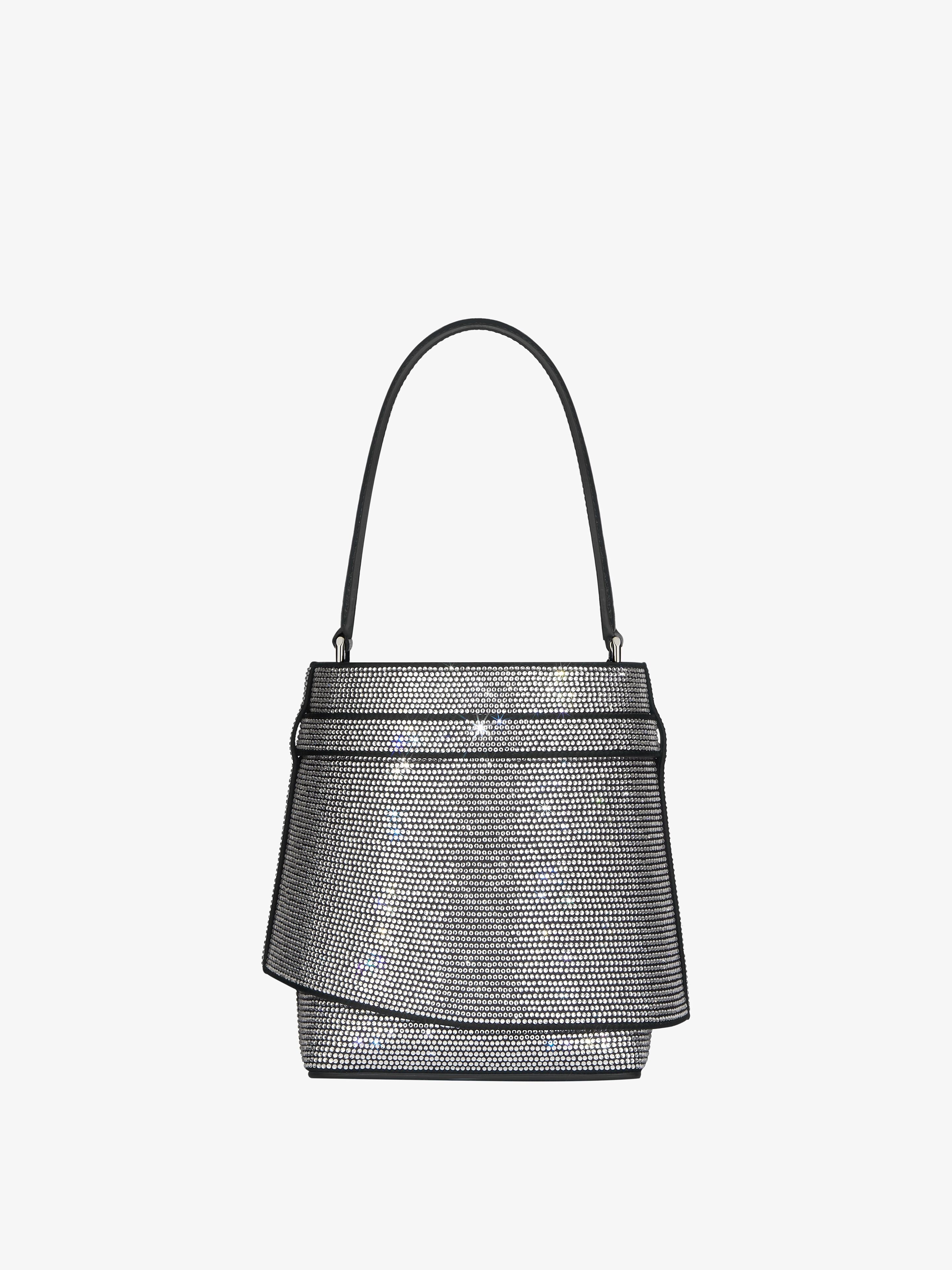 SHARK LOCK BUCKET BAG IN LEATHER WITH STRASS - 4