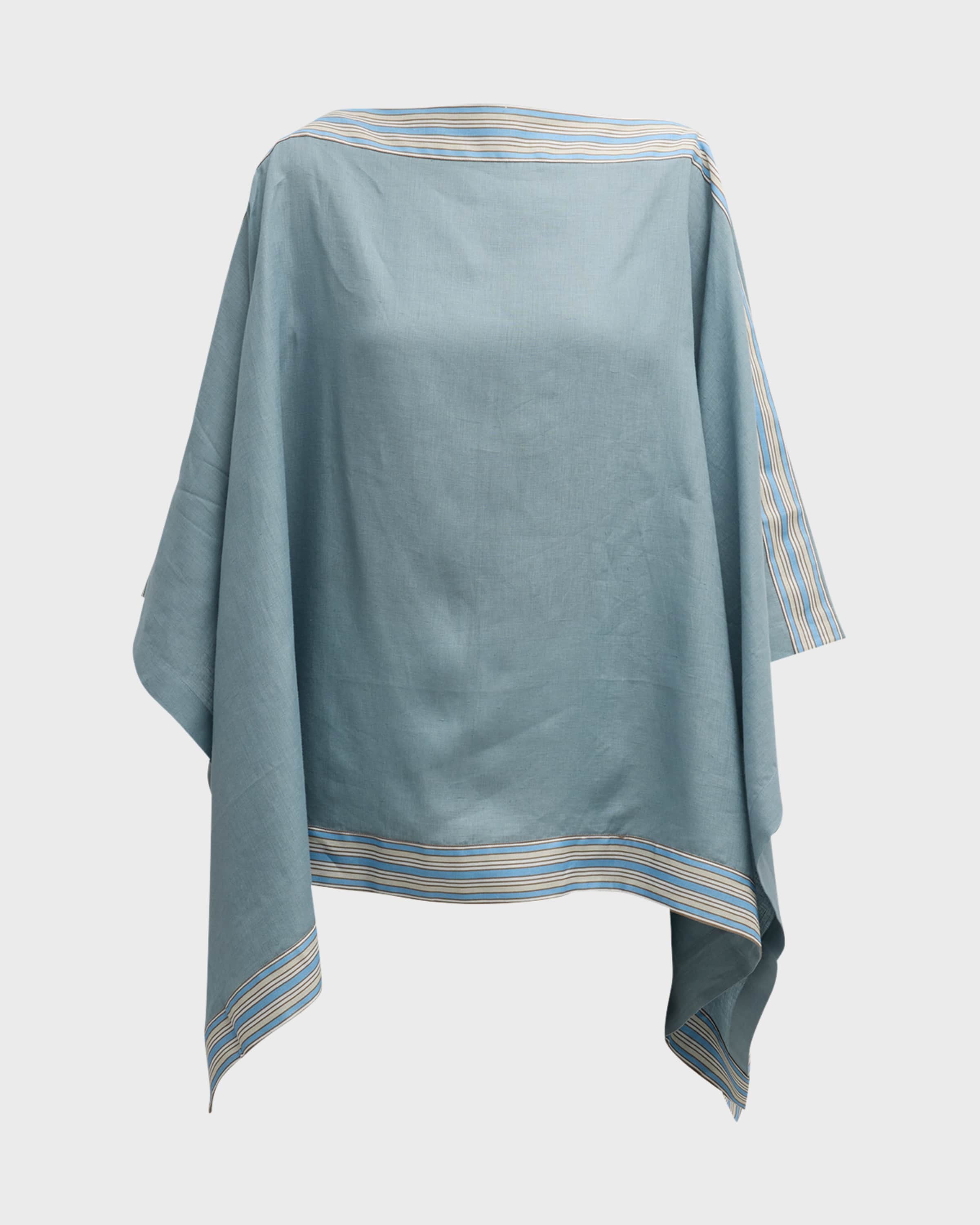 The Suitcase Stripe Short Linen Poncho - 1