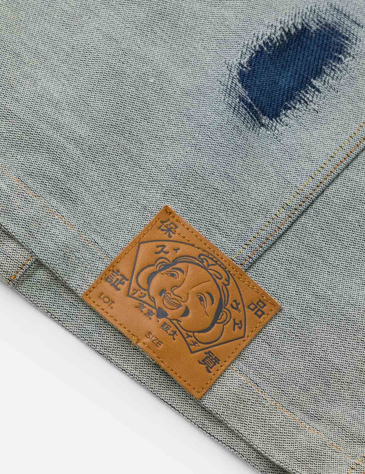 Distressed Logo and Seagull Embroidery Relax Fit Denim Jacket - 10