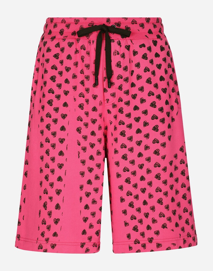 Jersey jogging shorts with DG heart print - 1