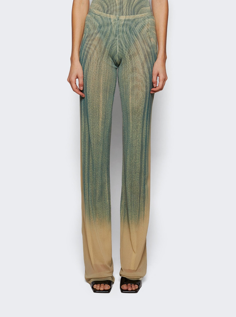 Spiral Mesh Pants Ecru And Aqua - 2