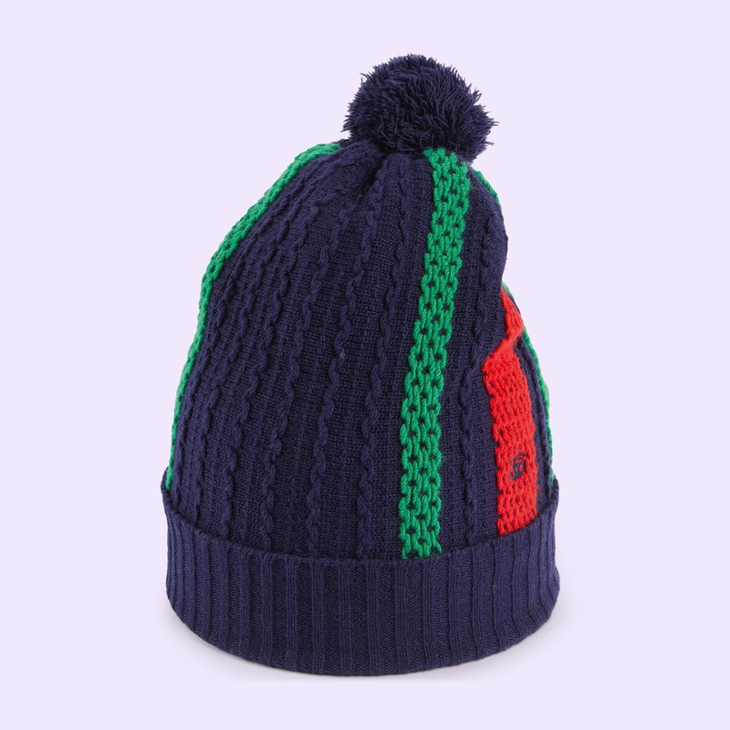 Wool knit hat with pom-pom 1