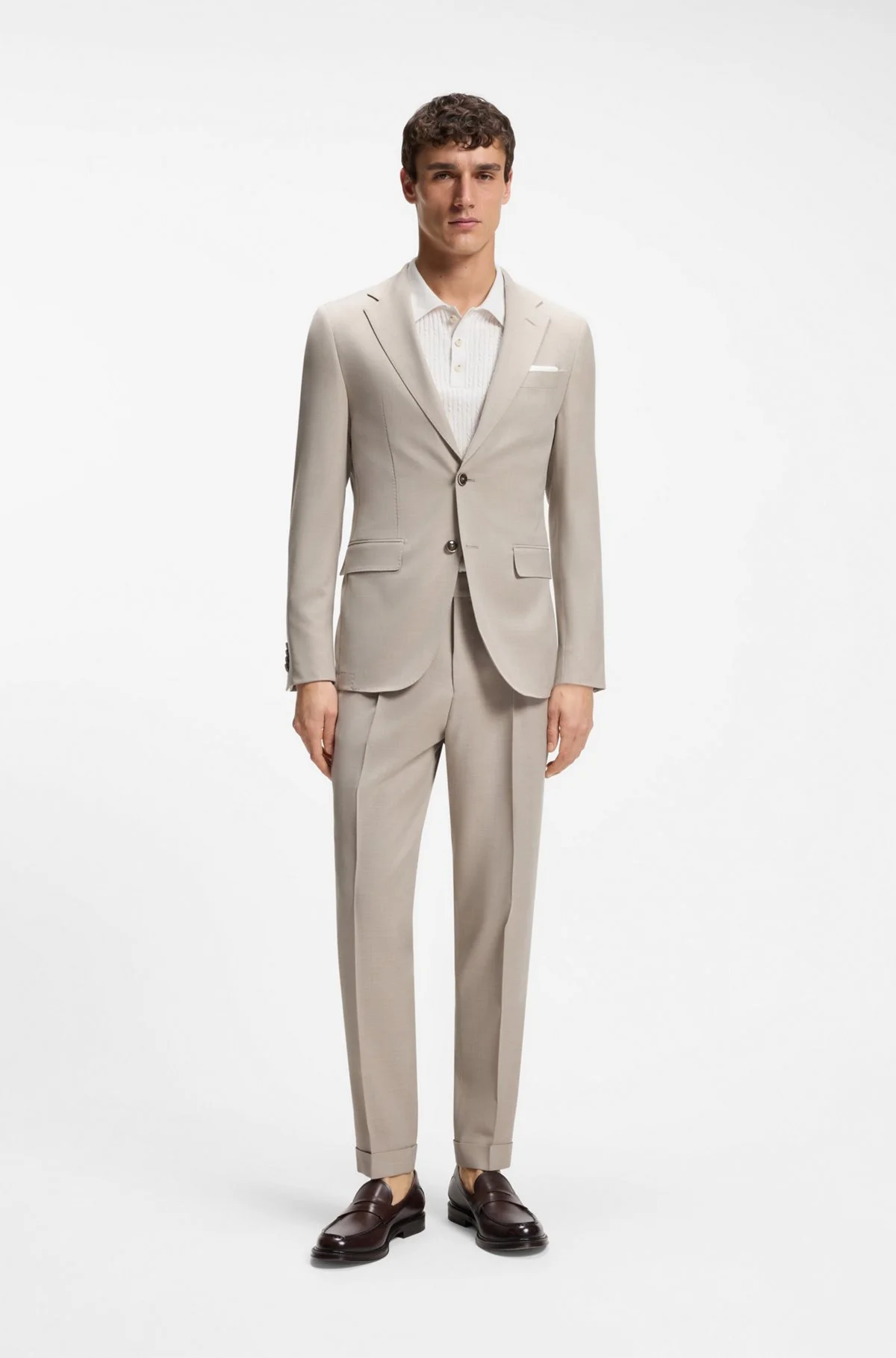 TWO-PIECE SLIM-FIT SUIT IN WOOL AND SILK - 1