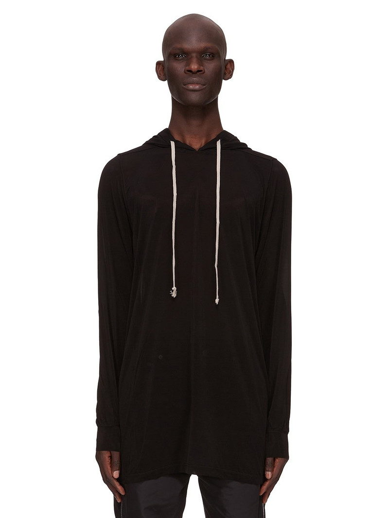 Black Hollywood Stretch Cupro Jersey Hoodie 1