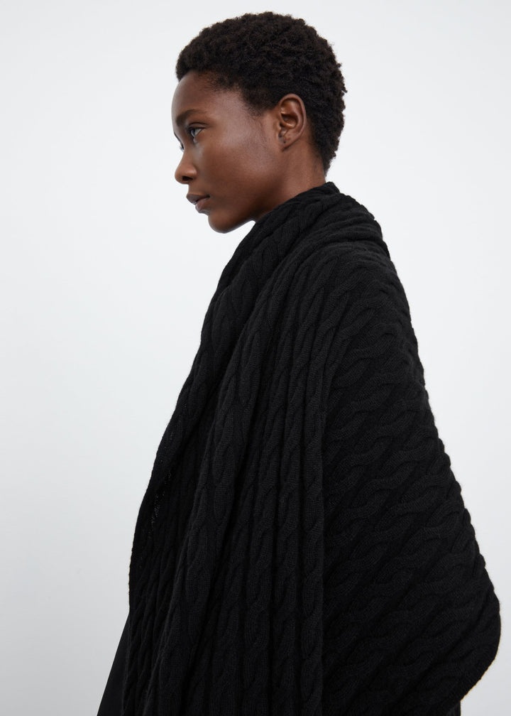 Cable knit cashmere scarf black - 5