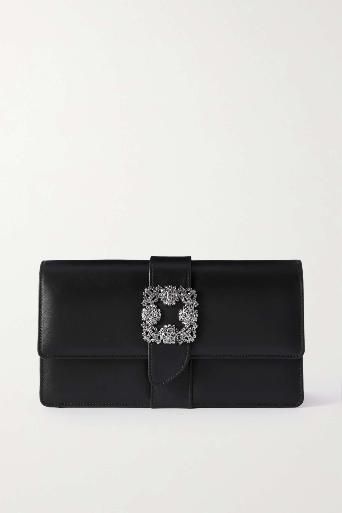 Capri crystal-embellished leather clutch - 1