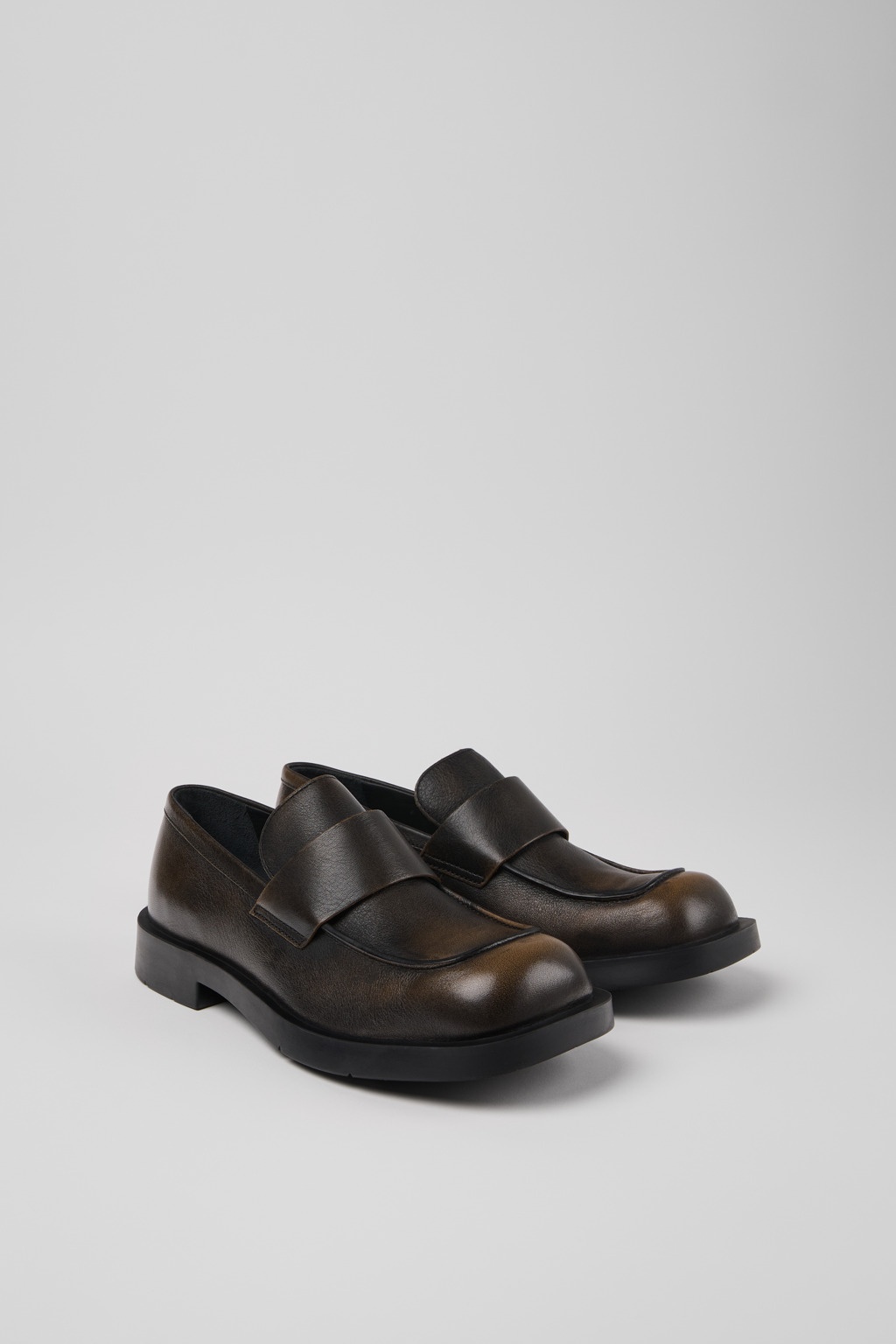Three-Toned Brushed Leather Loafers - 2