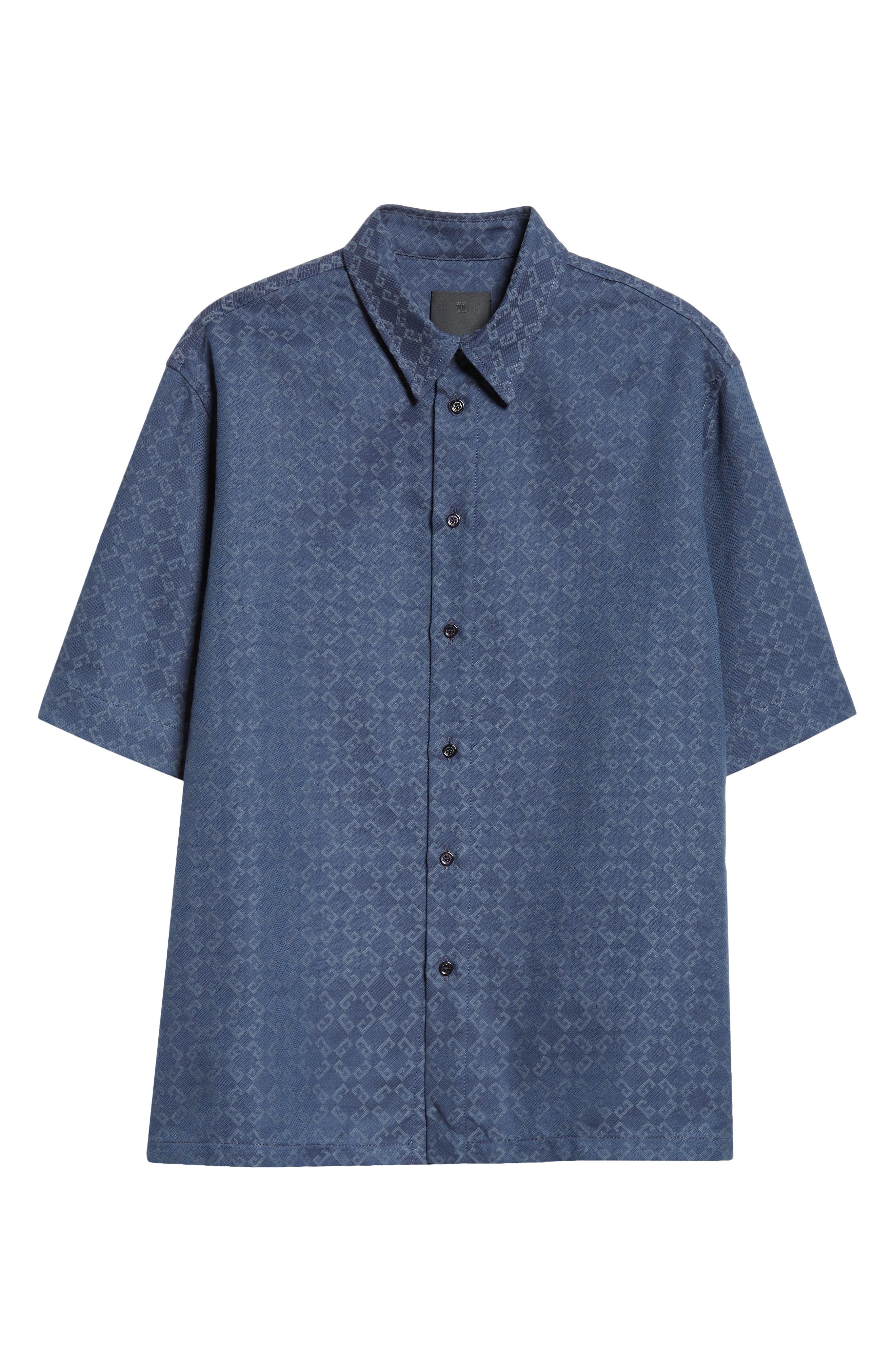 Givenchy Monogram 72 Jacquard Denim Button-Up Shirt in Grey/Blue at Nordstrom - 5