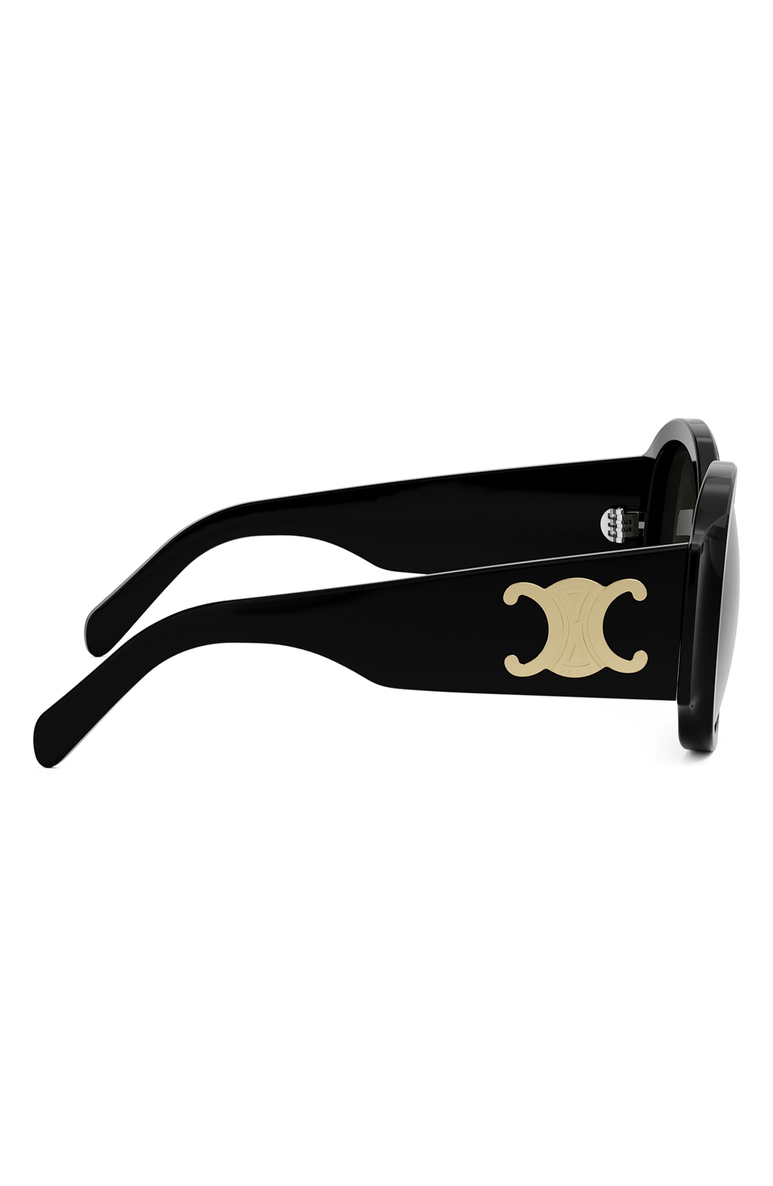CELINE Maxi Triomphe 54mm Round Sunglasses in Shiny Black /Smoke at Nordstrom - 4