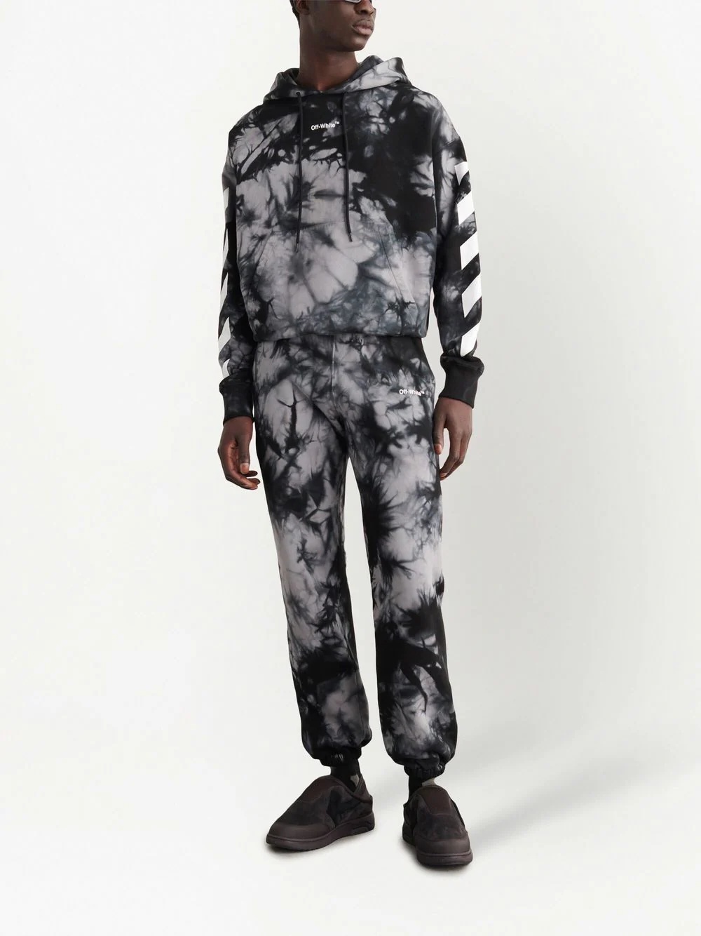 marbled stripe-print track pants - 4